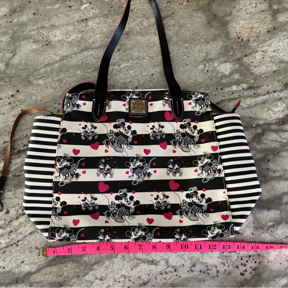 Dooney & Bourke Black and White Striped with Pink Disney Women's Bag